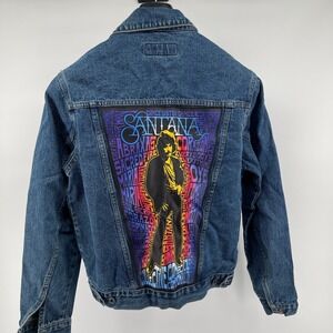 Santana Abraxas Denim Jacket Port Authority Custom Rock Psychedelic Back Print S